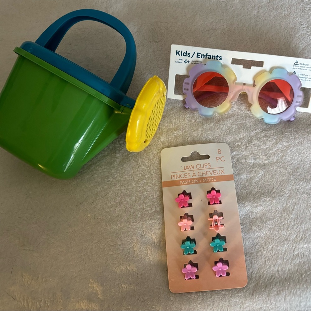 Colorful Summer Accessories Set for Kids - Watering Can, Hair Clips, Sunglasses